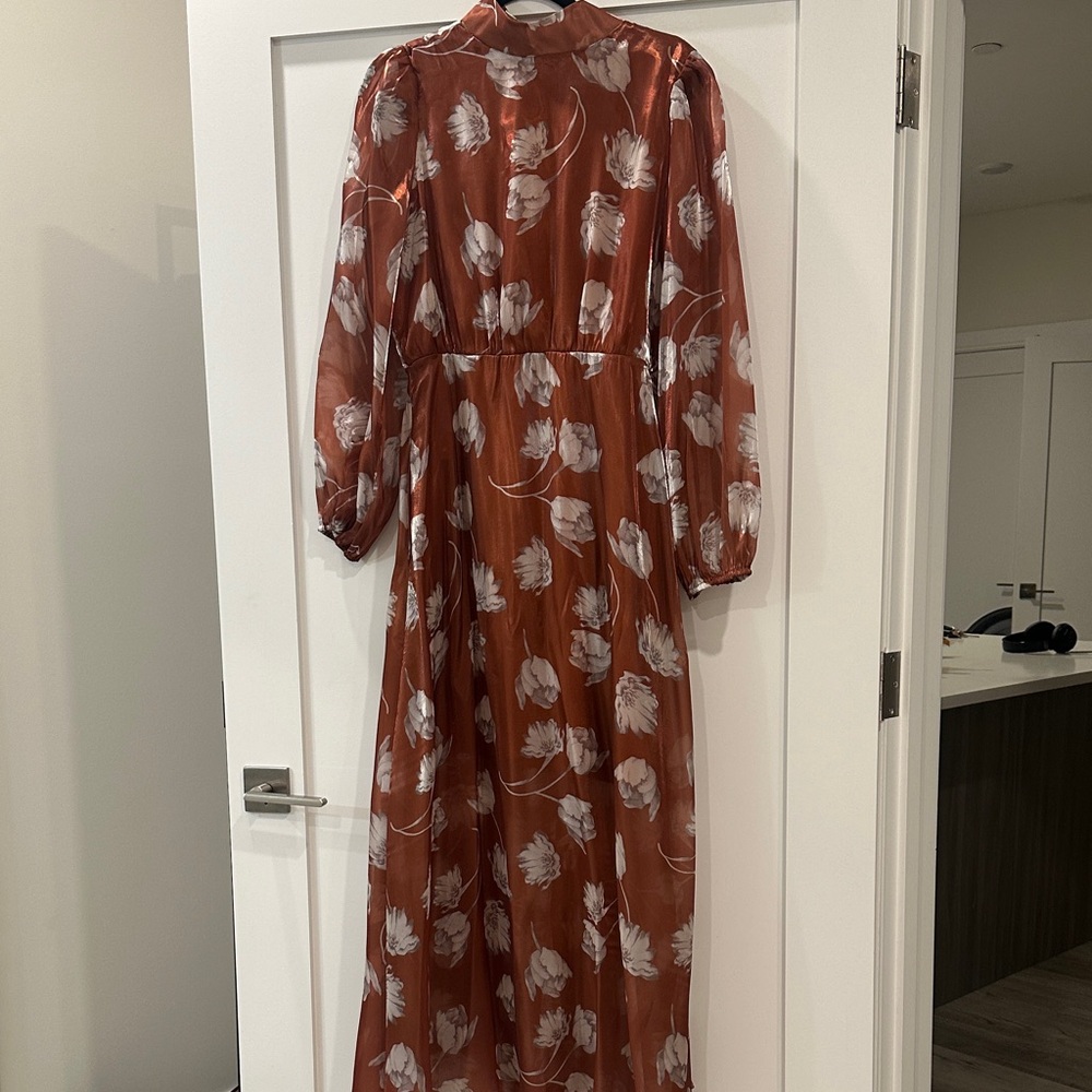 Elegant Floral Rust Dress